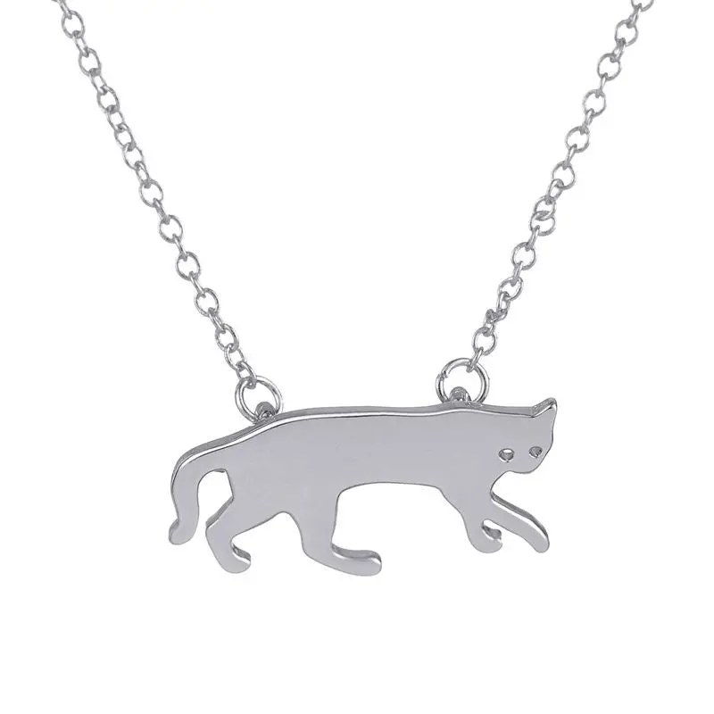 Kitty Pendant Necklace Fierce Leopard Silhouette Animal Necklace Wedding Birthday Gift N200 2