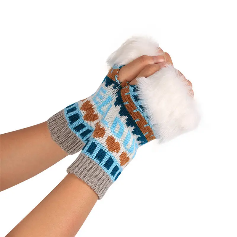 Knitted Arm Fingerless Gloves Womens Gloves Cold Soft Warm Mitten Fast Shipping Feida 3