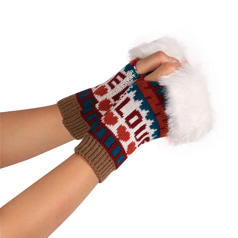 Knitted Arm Fingerless Gloves Womens Gloves Cold Soft Warm Mitten Fast Shipping Feida 4