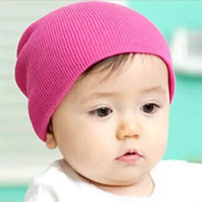 Knitted Baby Hat Solid Kids Warm Cap Children Beanie Boy Girls Soft Hats Head Wear Accessories 4