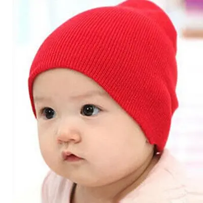 Knitted Baby Hat Solid Kids Warm Cap Children Beanie Boy Girls Soft Hats Head Wear Accessories 8
