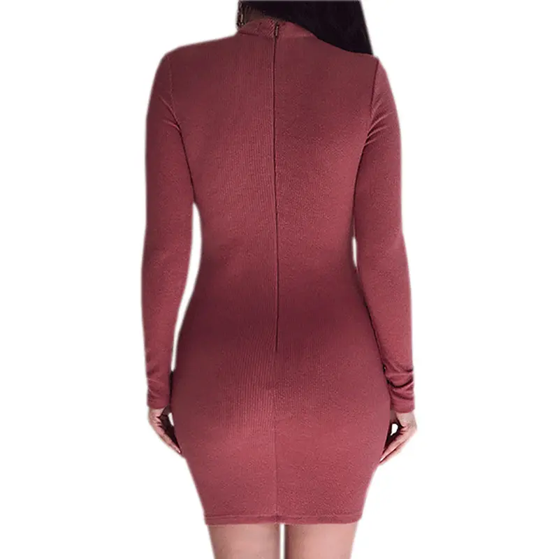 Knitted Bodycon Dress Long Sleeve Lace Up Bandage Sexy Plugging Sweater Dress Party Vestidos Gv373 7