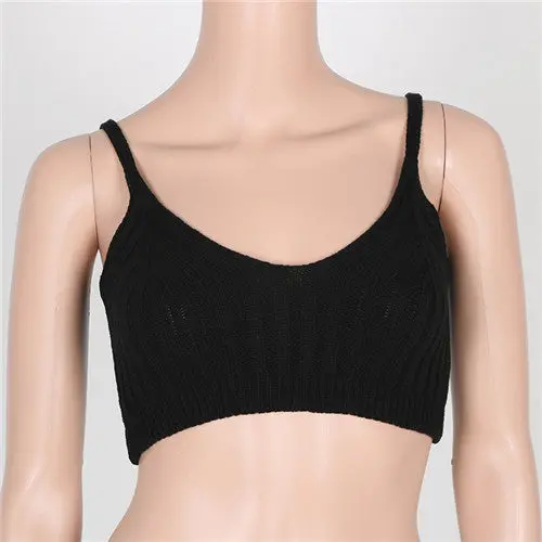 Knitted Bustier Crop Top Sexy Fitness Women Top Sweater Crochet Ladies Short Tank Top Cami Cropped Top For Women 2