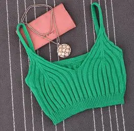 Knitted Bustier Crop Top Sexy Fitness Women Top Sweater Crochet Ladies Short Tank Top Cami Cropped Top For Women 4