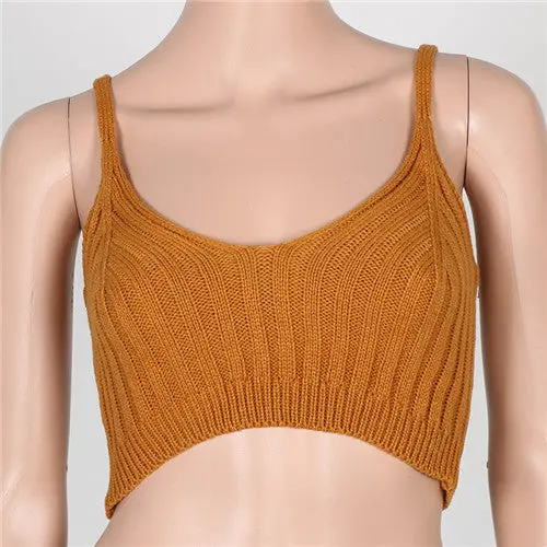 Knitted Bustier Crop Top Sexy Fitness Women Top Sweater Crochet Ladies Short Tank Top Cami Cropped Top For Women 6