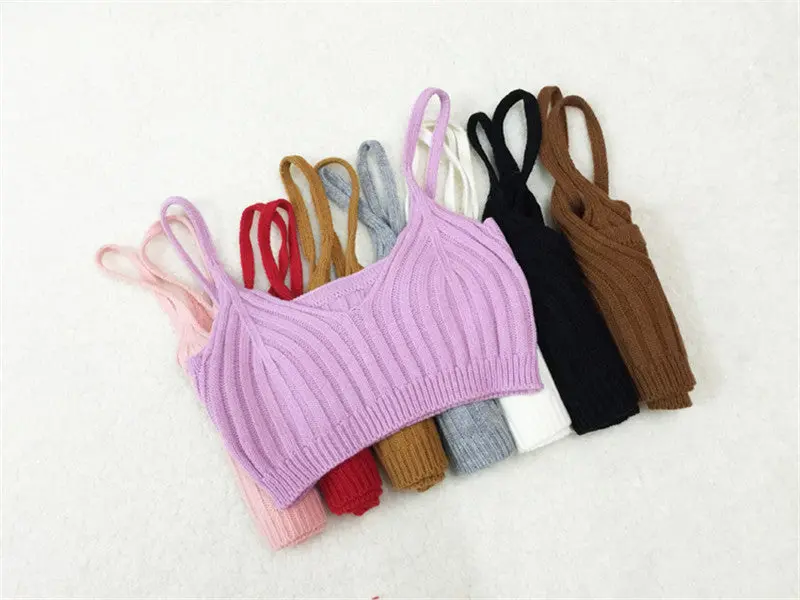 Knitted Bustier Crop Top Sexy Fitness Women Top Sweater Crochet Ladies Short Tank Top Cami Cropped Top For Women 8