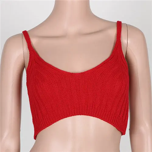 Knitted Bustier Crop Top Sexy Fitness Women Top Sweater Crochet Ladies Short Tank Top Cami Cropped Top For Women 9