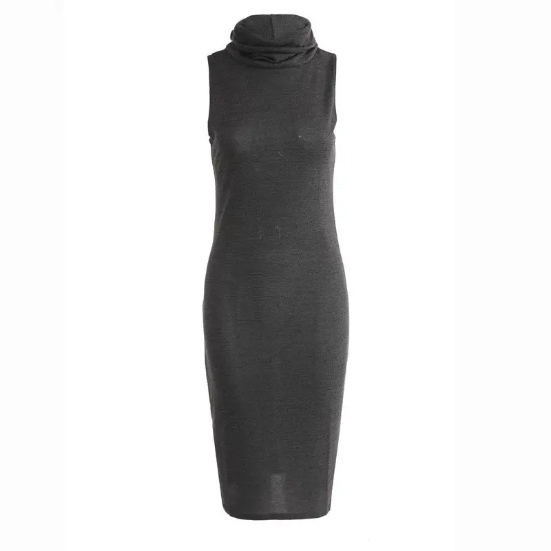 Knitted Dress Bow Neck Slim Basic Dress Women Clothing Sleeveless Sexy Bodycon Dress Lady Pencil Dresses 3