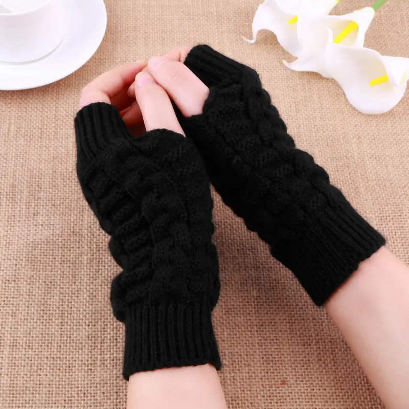 Knitted Fingerlessgloves Soft Warm Mitten 1