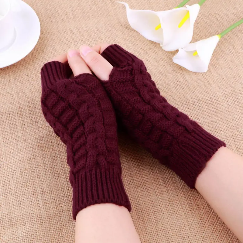 Knitted Fingerlessgloves Soft Warm Mitten 2