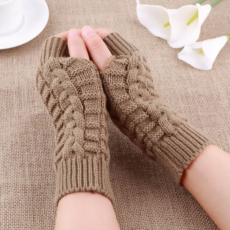 Knitted Fingerlessgloves Soft Warm Mitten 3