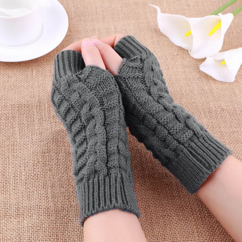 Knitted Fingerlessgloves Soft Warm Mitten 4