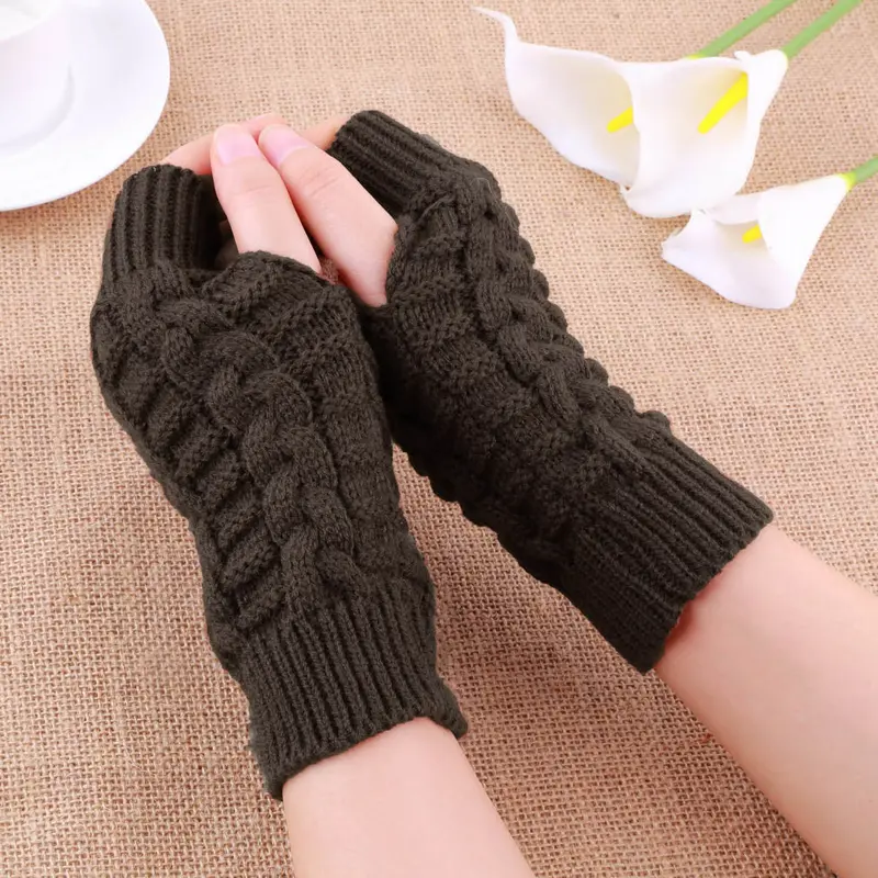 Knitted Fingerlessgloves Soft Warm Mitten 5