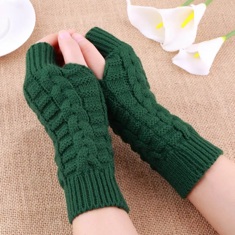 Knitted Fingerlessgloves Soft Warm Mitten 6