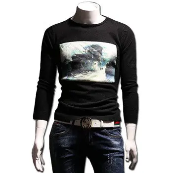 Knitted Floral Sweaters Pullovers Casual Slim Fit Large Size Long Sleeved O Neck Sweaters Hombre 1
