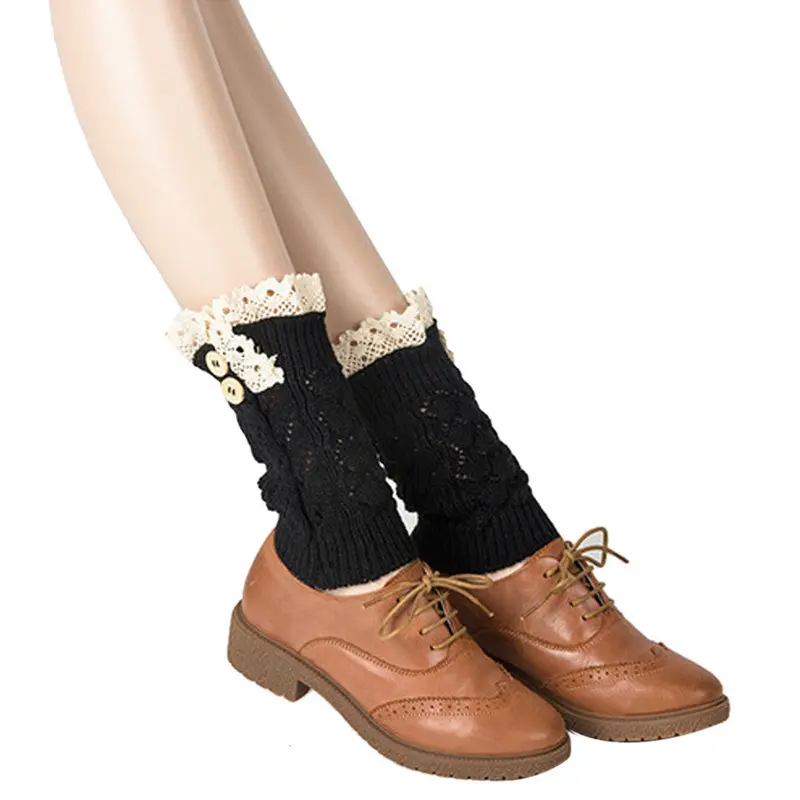 Knitted Socks Short Rose Lace Socks Leg Warmers Boot Socks Cover Feida 1