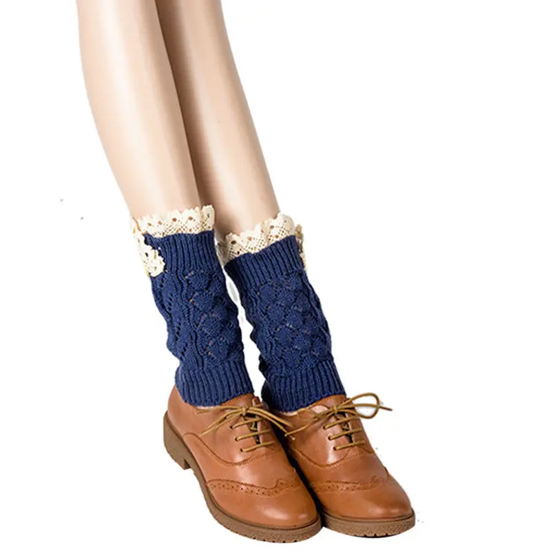 Knitted Socks Short Rose Lace Socks Leg Warmers Boot Socks Cover Feida 2