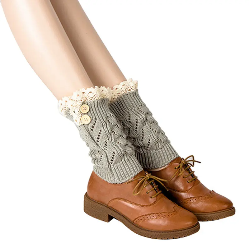 Knitted Socks Short Rose Lace Socks Leg Warmers Boot Socks Cover Feida 3