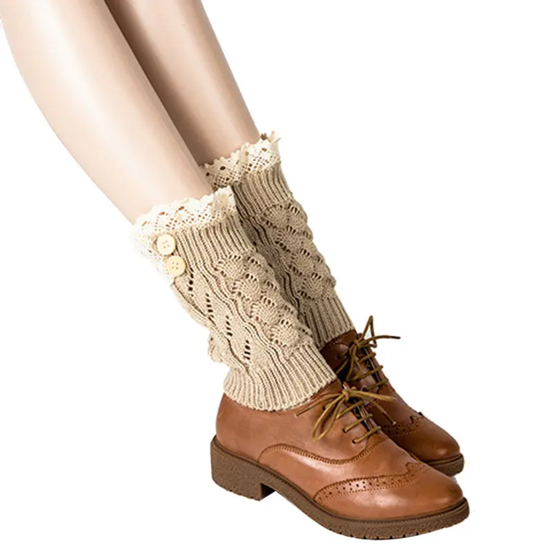Knitted Socks Short Rose Lace Socks Leg Warmers Boot Socks Cover Feida 4