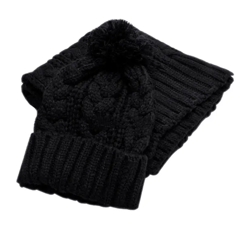 Knitted Women Hat Scarf Two Pieces Beanies Knit Crochet Beanies Cap Hats For Women Warm Scarf And Hat Twist Knitted 1