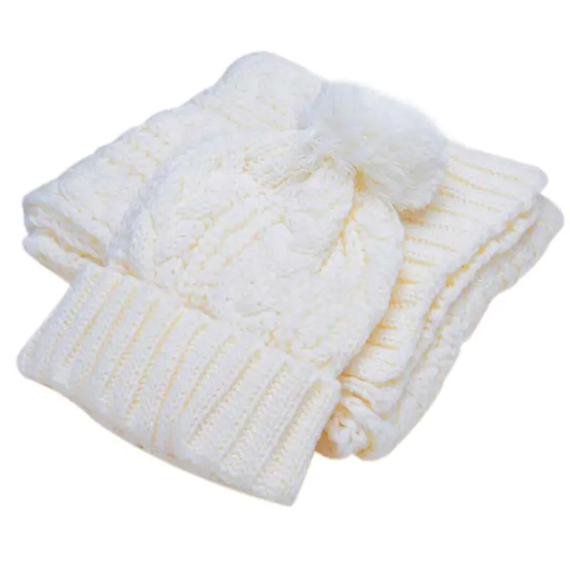 Knitted Women Hat Scarf Two Pieces Beanies Knit Crochet Beanies Cap Hats For Women Warm Scarf And Hat Twist Knitted 2