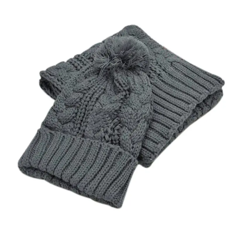 Knitted Women Hat Scarf Two Pieces Beanies Knit Crochet Beanies Cap Hats For Women Warm Scarf And Hat Twist Knitted 3