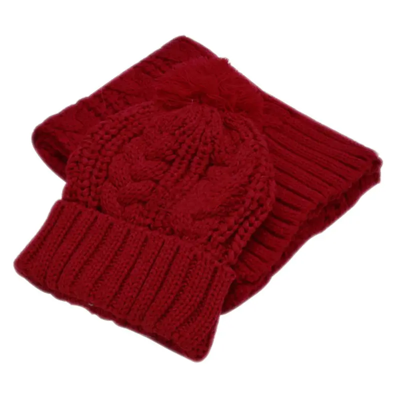 Knitted Women Hat Scarf Two Pieces Beanies Knit Crochet Beanies Cap Hats For Women Warm Scarf And Hat Twist Knitted 4