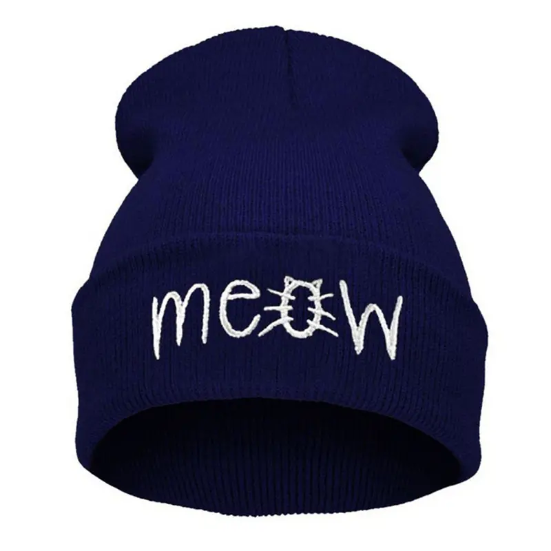 Knitting Meow Beanie Hat Snapback Men Women Hiphop Cap 1