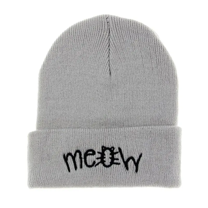 Knitting Meow Beanie Hat Snapback Men Women Hiphop Cap 2