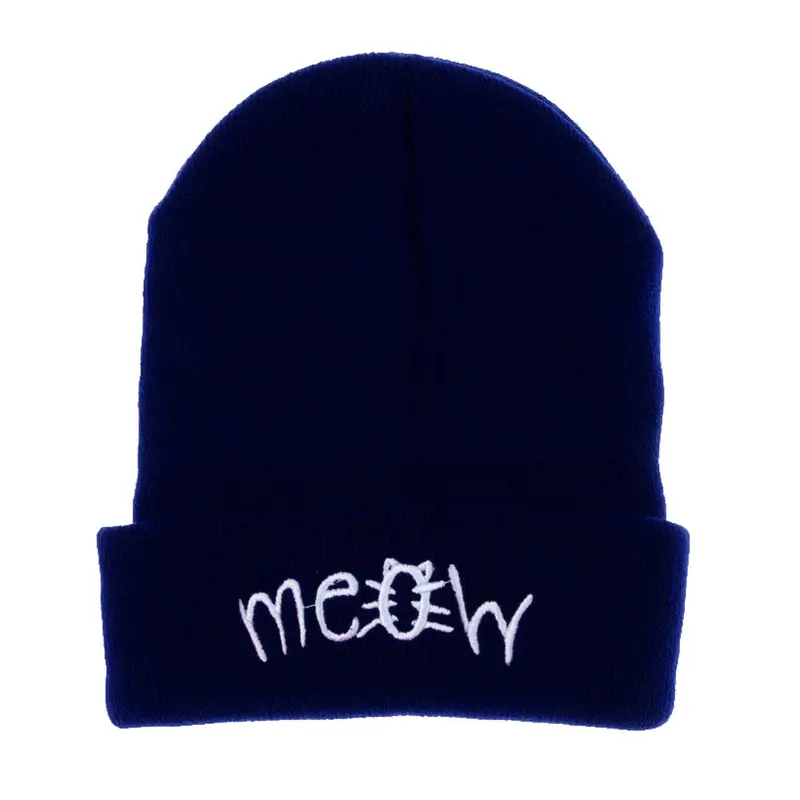 Knitting Meow Beanie Hat Snapback Men Women Hiphop Cap 3