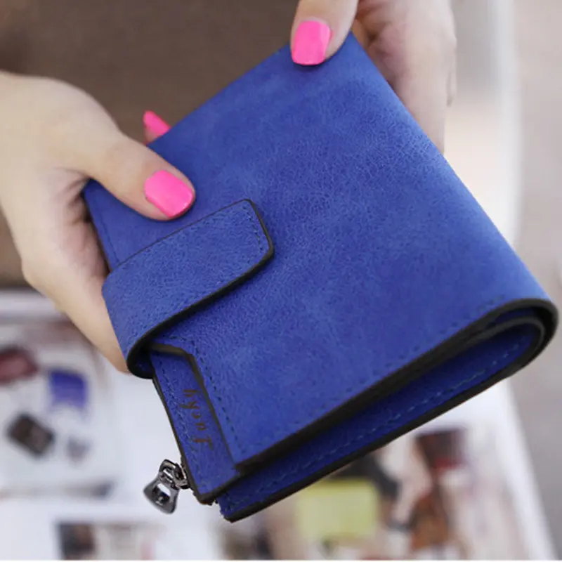 Korea Simple Women Mini Grind Magic Bifold Faux Leather Wallet Credit Card Holder Short Wallet Purse Bu 1