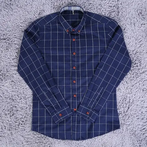 Korea Style Classic Check Shirt Long Sleeve Slim Blouse 1