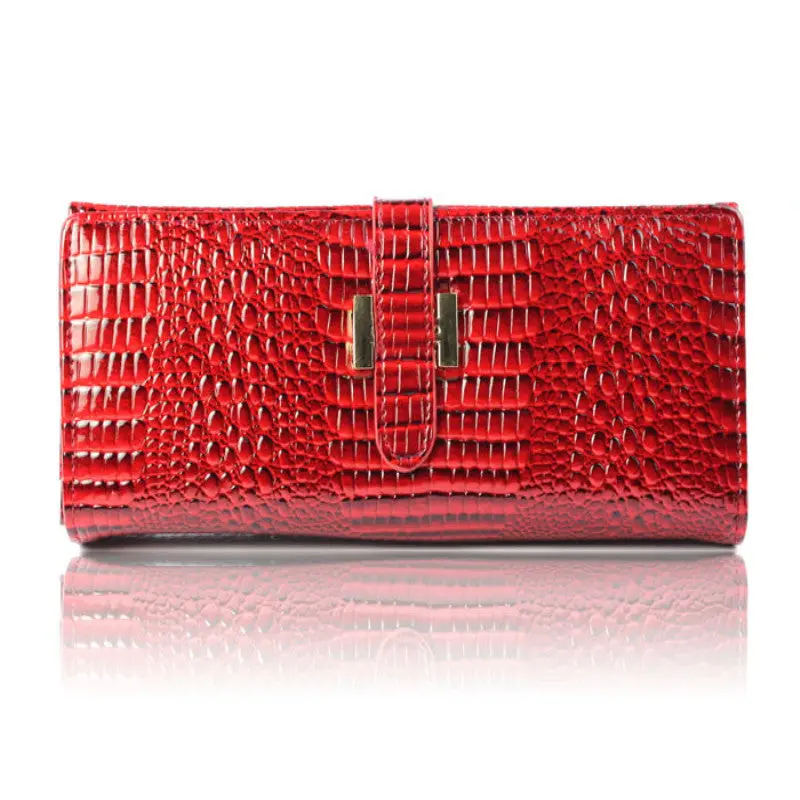 Korean Crocodile Pattern Long Leather Women's Top Grade Wallet Ladies Purse 1