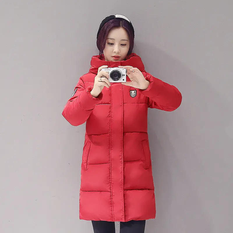 Korean-Inspired Slim Down Parka with Hood – Plus Size Warm Winter Coat