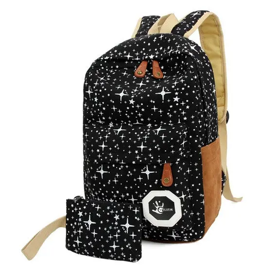 Korean Style Doubleshoulder Book Bags Girls Women Dots Printing Schoolbag School Students Backpacks 1