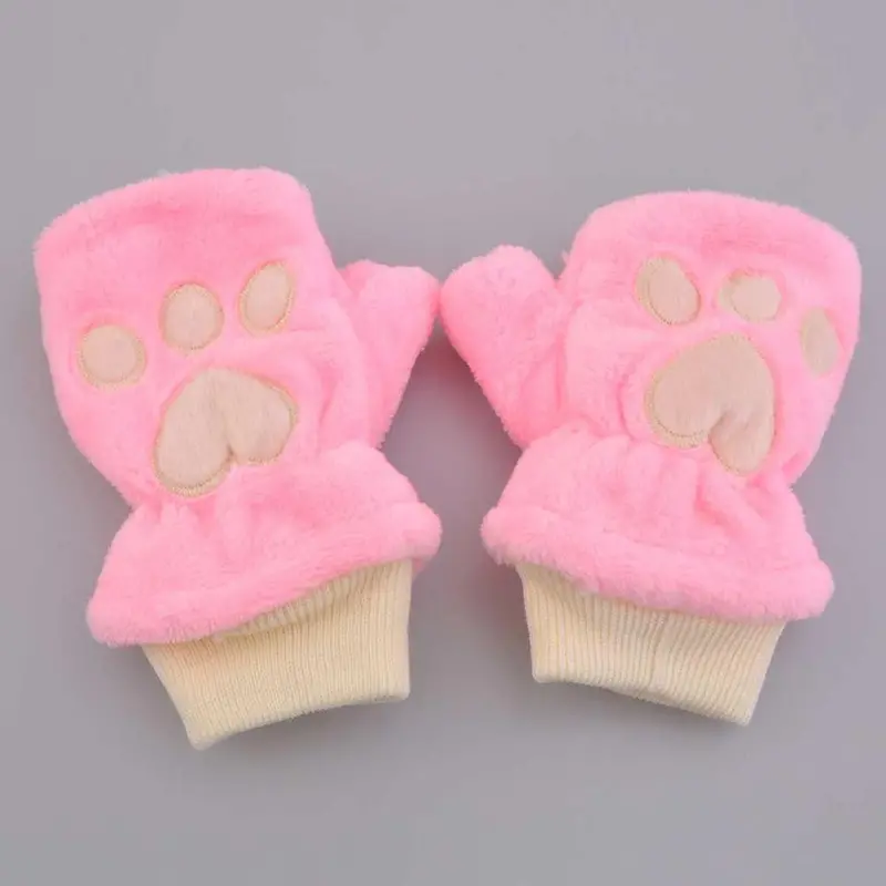 Korean Stylecute Girlscat's Claw Pawplush Half Finger Gloves Semi Finger Gloves Mitten 1