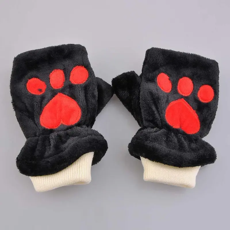 Korean Stylecute Girlscat's Claw Pawplush Half Finger Gloves Semi Finger Gloves Mitten 3