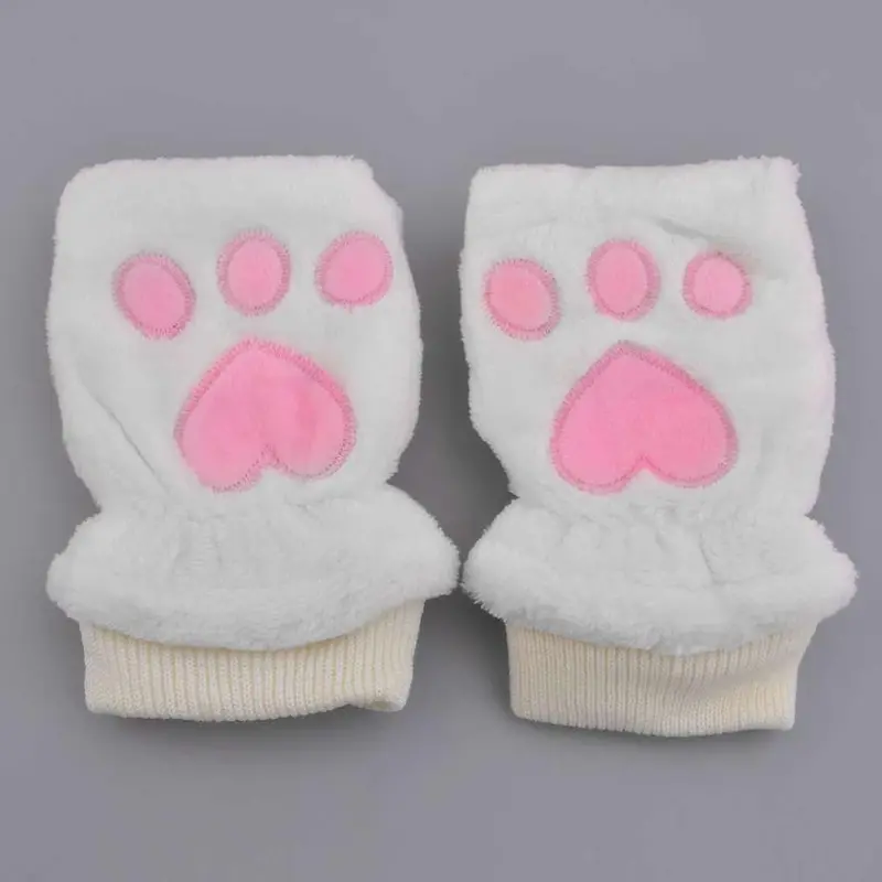 Korean Stylecute Girlscat's Claw Pawplush Half Finger Gloves Semi Finger Gloves Mitten 4