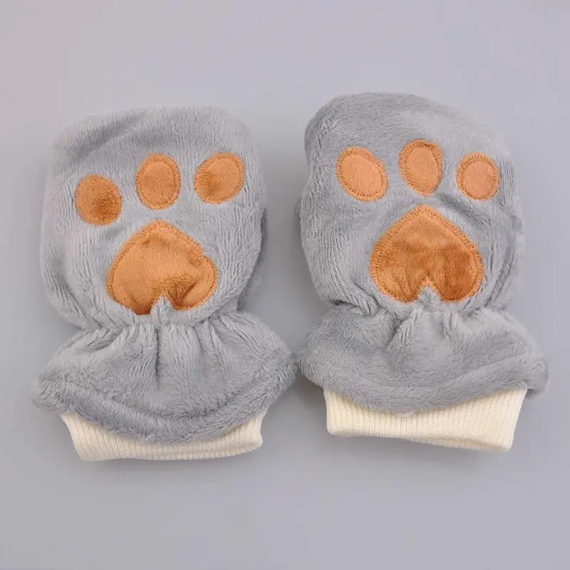 Korean Stylecute Girlscat's Claw Pawplush Half Finger Gloves Semi Finger Gloves Mitten 5