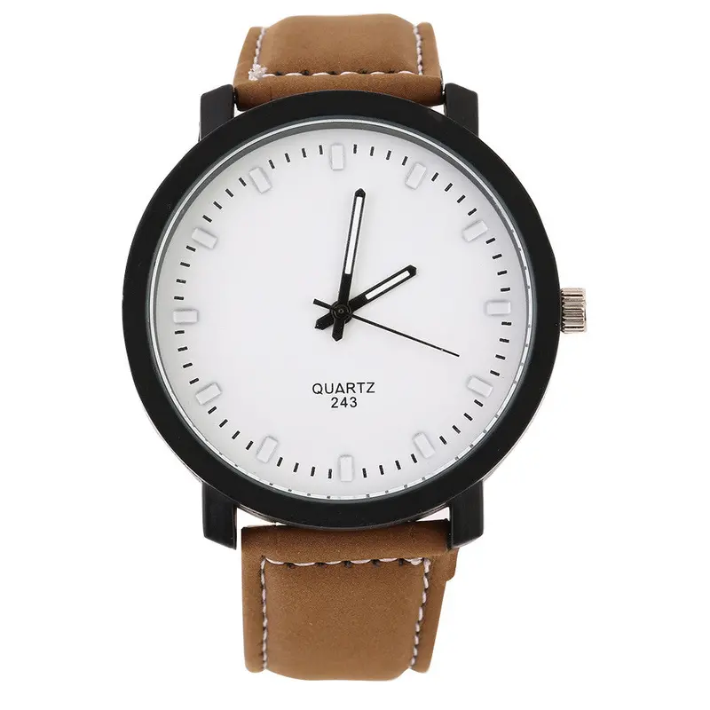 Korean Styleminimalist No Letterandcouple Lovers Watches Leather Belt Quartz Wrist Watch 4