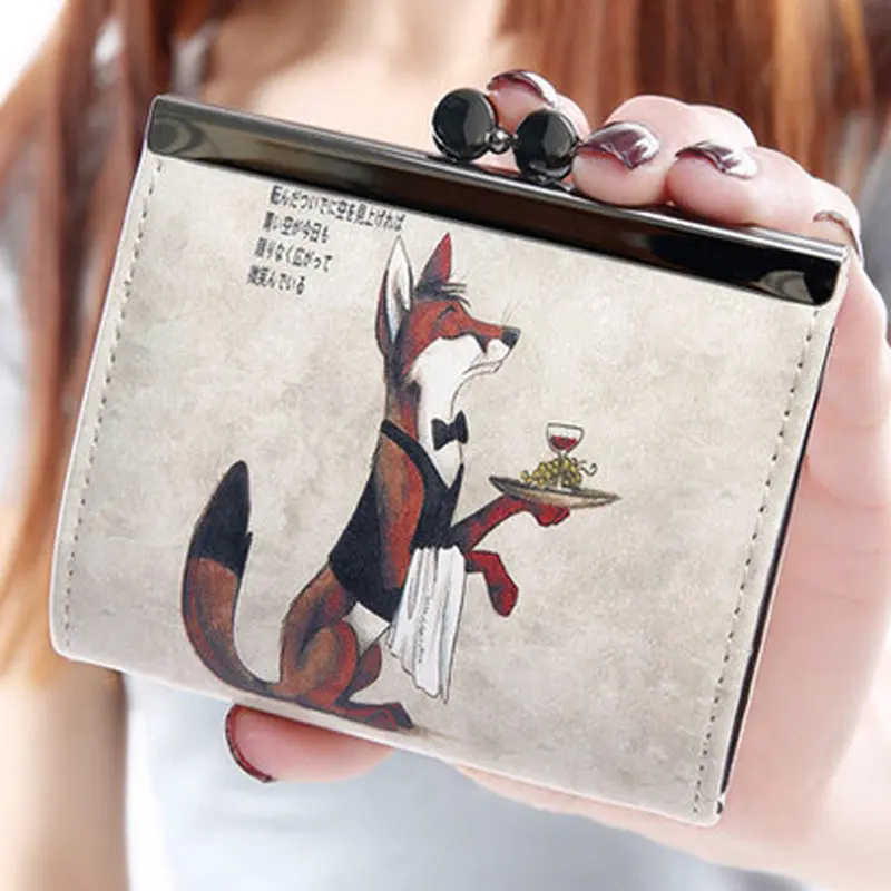 Korean Women Girl Graffiti Printed Purse Printing Crown Wallet Card Holder Pu Leather Cartoon Wallet Female Purse Clutch 1