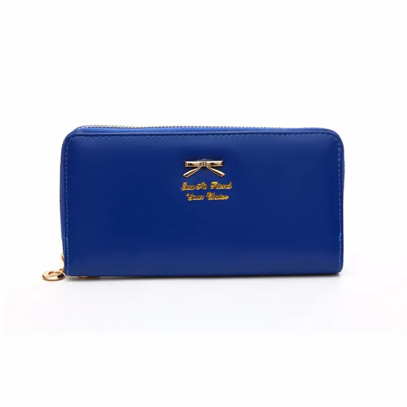 Korean Women Long Walletes Hbag Bowknot Leather Zipper Coin Purse Lady Wearable Clutch Wallet Bag 2
