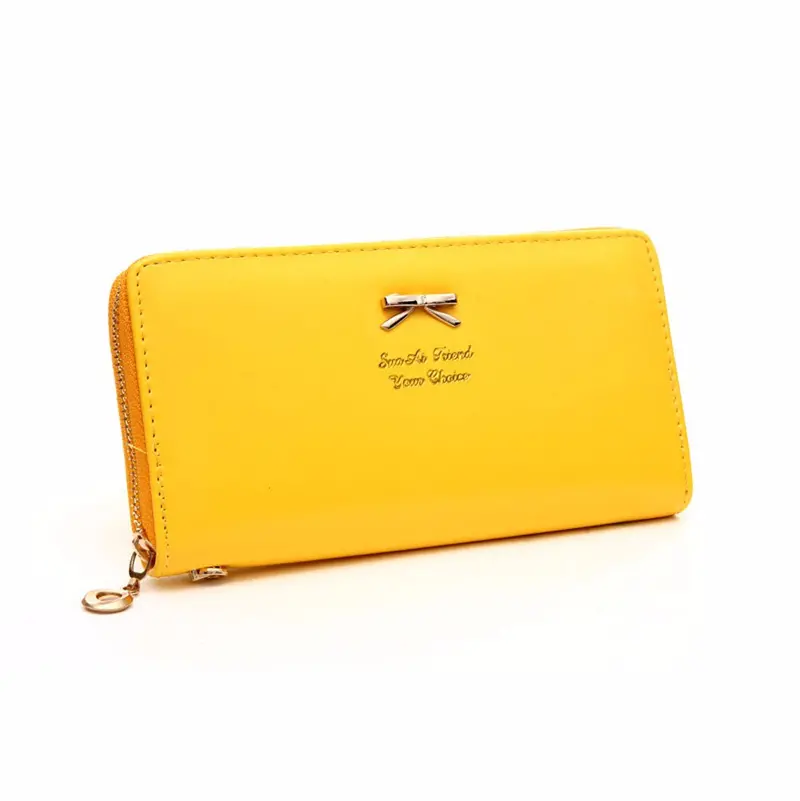 Korean Women Long Walletes Hbag Bowknot Leather Zipper Coin Purse Lady Wearable Clutch Wallet Bag 6