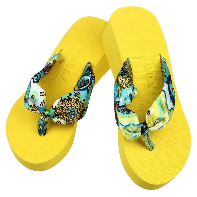 Korean Womens Casual Beach Slippers Wedge Platform Thong Flip Flops Sandals Shoes 6