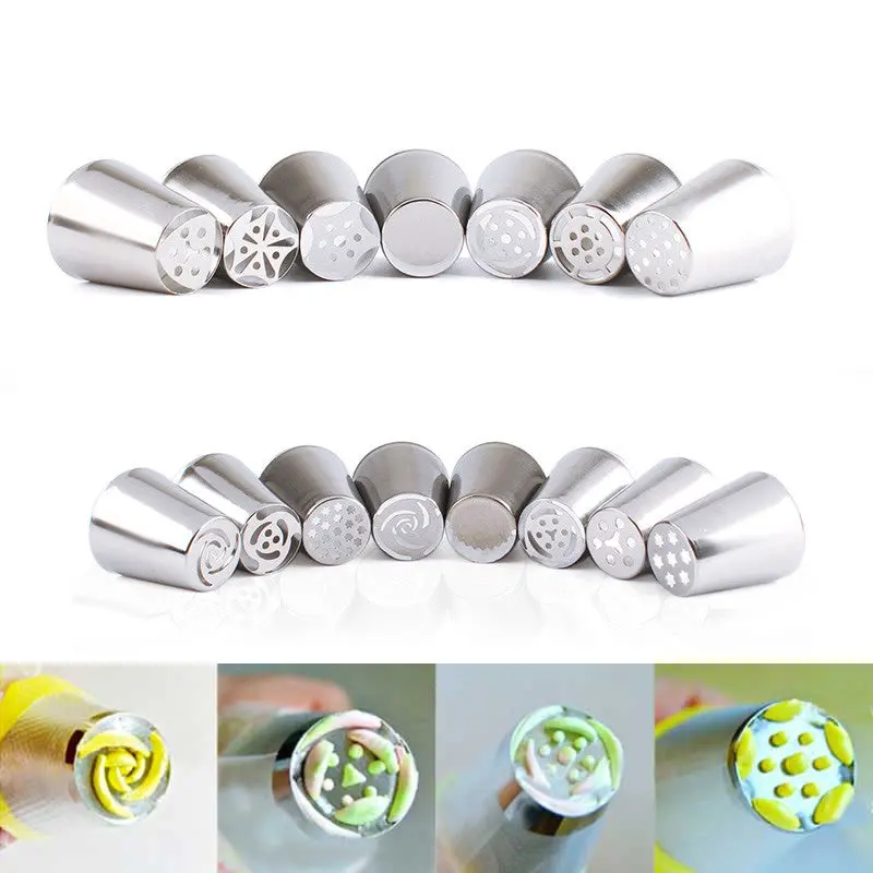 Ktichen Cake Tool 15Pcs Russian Tulip Stainless Steel Icing Piping Nozzles Cake Cupcake Decorator Diy 82769 1