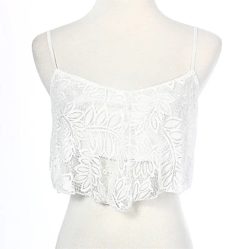 Lace Floral Crop Tops Bralette Bralet White For Women Plus Size 4