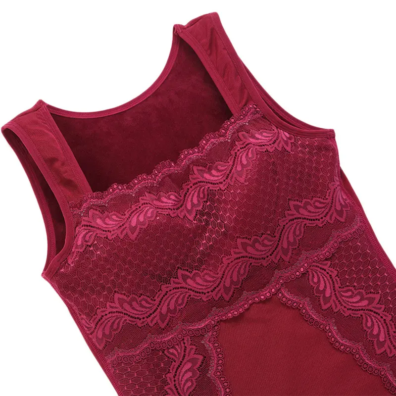 Lace Flower Side Solid Color Sleeveless Lady Tops Underwear Vest Sexyplush Tank Top Keeping Body Warm 7