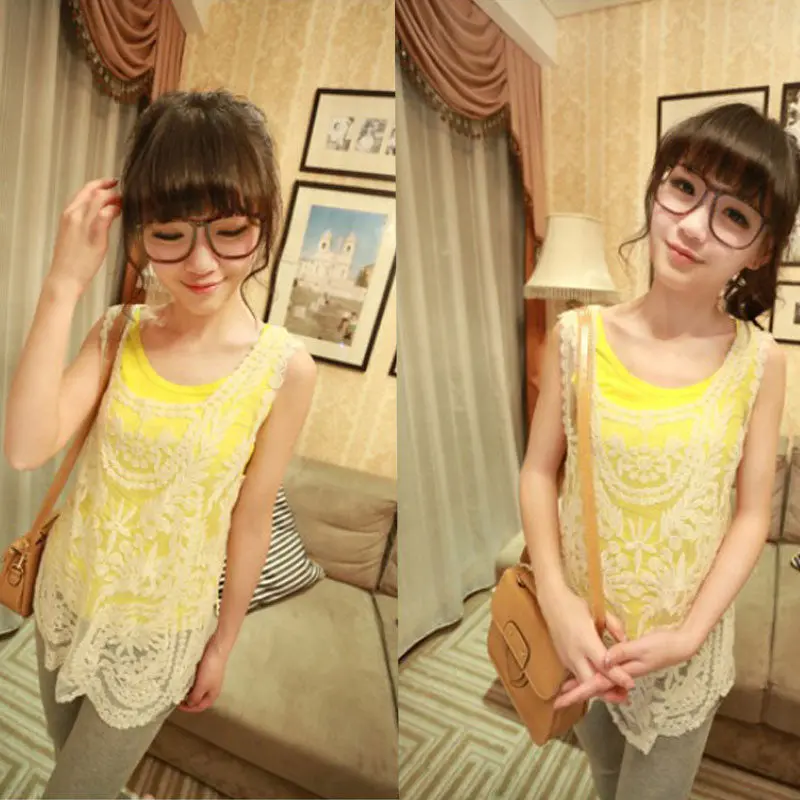 Lace Sleeveless Crochet Knit Vintage Women Vtank Top Shirt Sexy 1