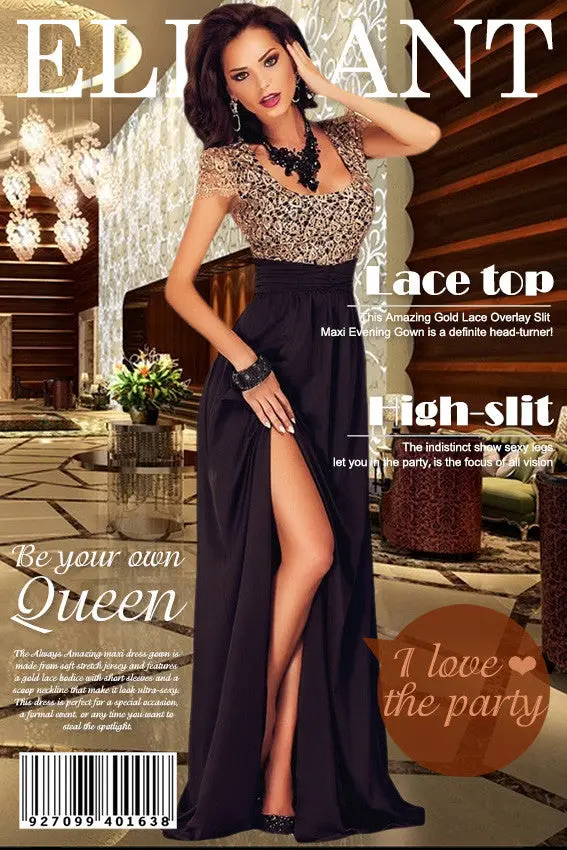 Lace Stitching Backless Top Elegant Long Party Dresses Floor Length Formal Dress High Slit Side Dress For Party Evening 3