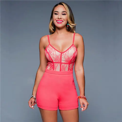 Lace Strap Women Jumpsuit Playsuit Sexy Deep V Neck Slim Overalls Combinaison Femme Backless Party Jumpsuit Rompers 1